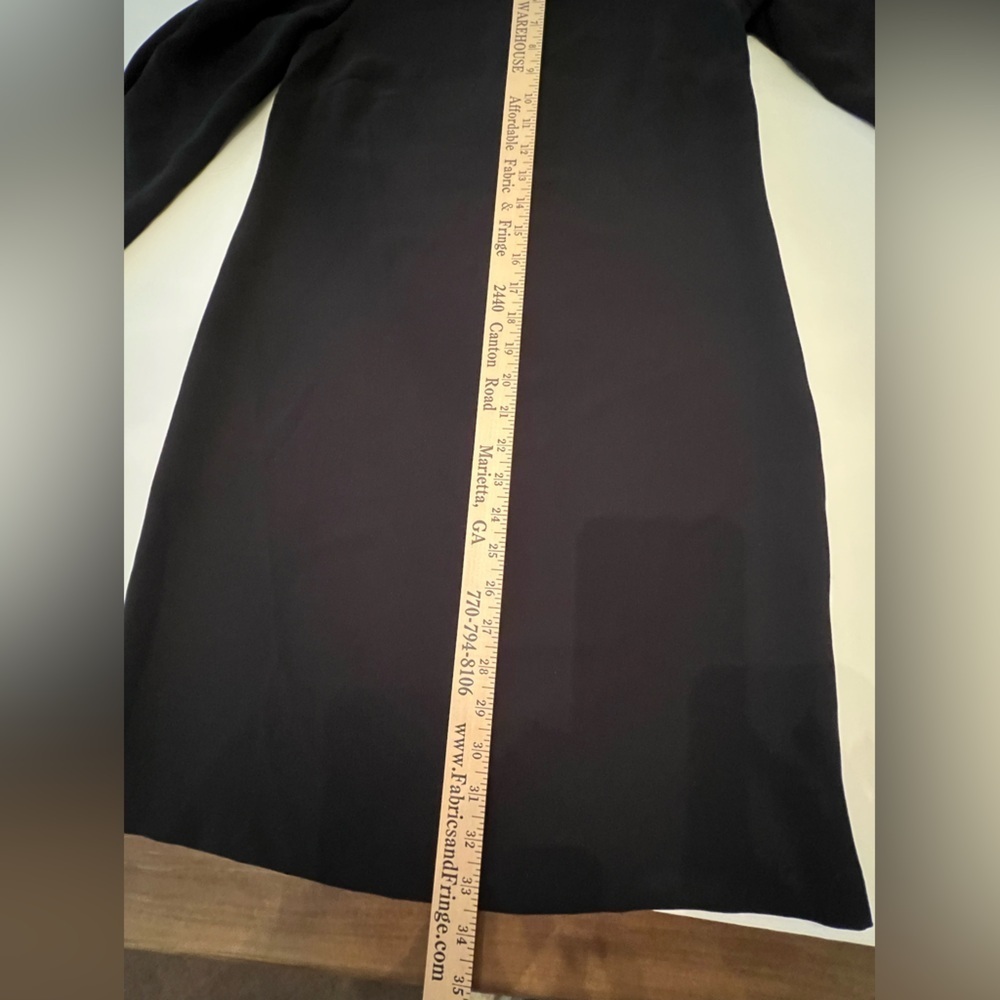 NICOLE MILLER LONG SLEEVE BLACK DRESS. SIZE 0.  UNIQUE OPEN PLEAT SLEEVES - Picture 3 of 9